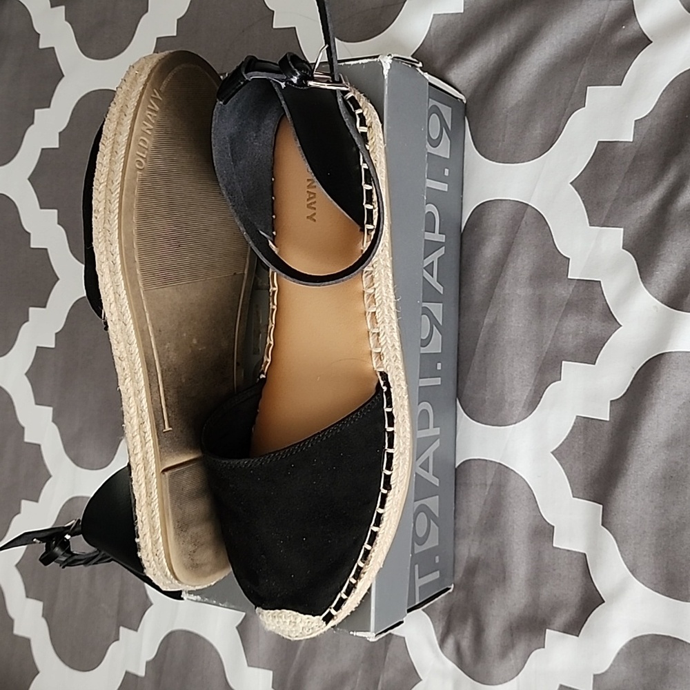 Womens black espadrilles size 10 - Picture 3 of 4